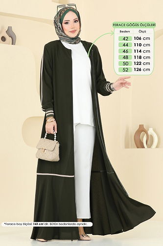 moda selvim عباءة اخضر عفني 2007OZT1013 - Thumbnail