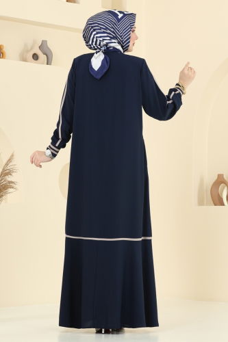 moda selvim عباءة كحلي 2007OZT1013 - Thumbnail