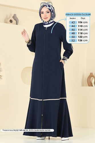 moda selvim عباءة كحلي 2007OZT1013 - Thumbnail