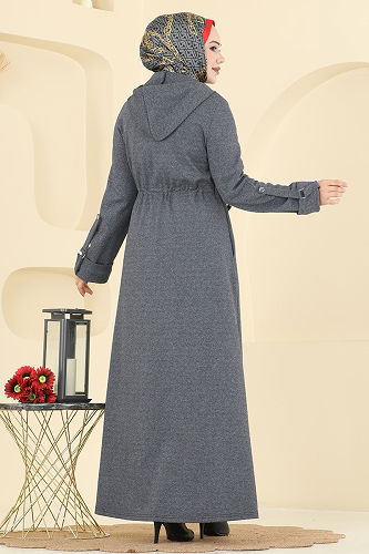 moda selvim عباءة رمادي غامق 2012FON792 - Thumbnail