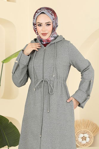 moda selvim Abaya 2012FON792 Gray - Thumbnail