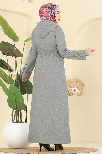 moda selvim Abaya 2012FON792 Gray - Thumbnail