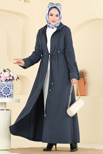 moda selvim Abaya 2012FON792 Navy Blue - Thumbnail