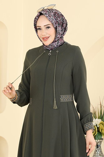 moda selvim عباءة اخضر عفني 2015OZT1013 - Thumbnail