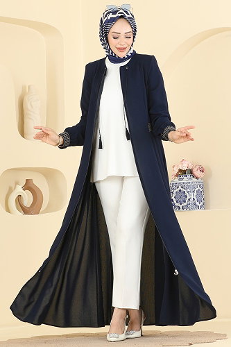 moda selvim عباءة كحلي 2015OZT1013 - Thumbnail