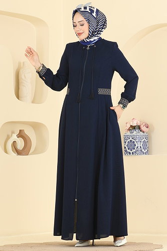 moda selvim عباءة كحلي 2015OZT1013 - Thumbnail