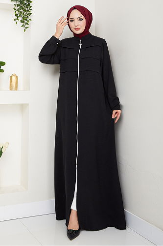 moda selvim Abaya 2018EFY931-M Black - Thumbnail