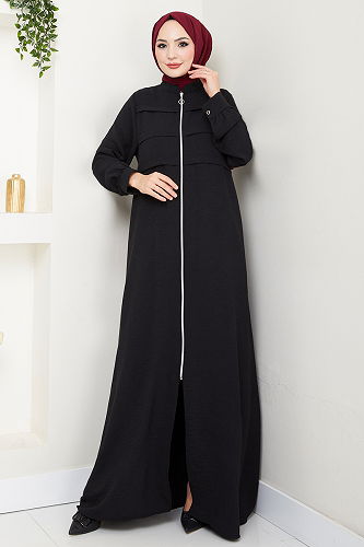 moda selvim Abaya 2018EFY931-M Black - Thumbnail