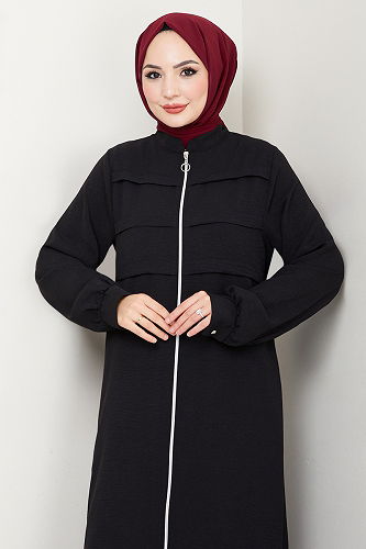 moda selvim Abaya 2018EFY931-M Black - Thumbnail