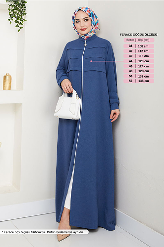 moda selvim Abaya 2018EFY931-M Indigo - Thumbnail