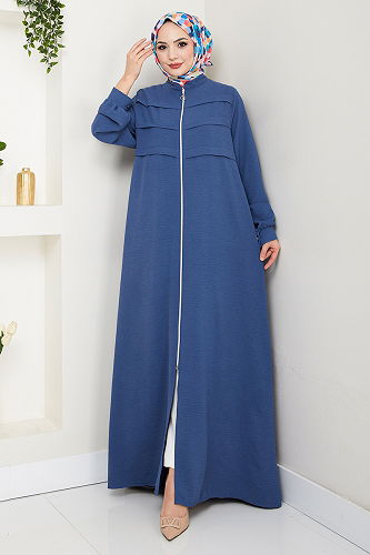 moda selvim Abaya 2018EFY931-M Indigo - Thumbnail