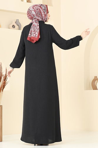 moda selvim Abaya 2018MEY846 Black - Thumbnail