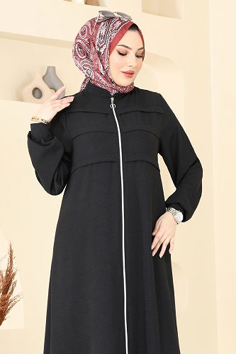 moda selvim Abaya 2018MEY846 Black - Thumbnail