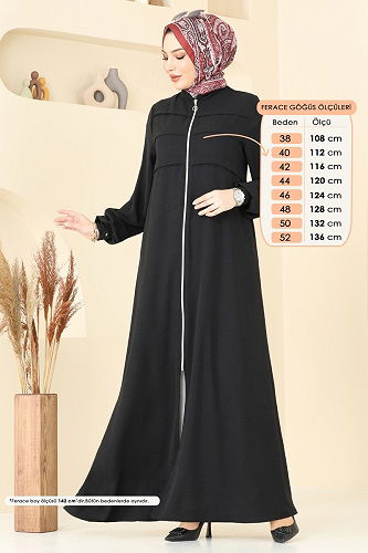 moda selvim Abaya 2018MEY846 Black - Thumbnail
