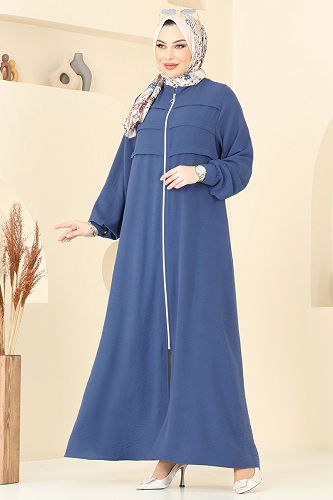 moda selvim Abaya 2018MEY846 Indigo - Thumbnail