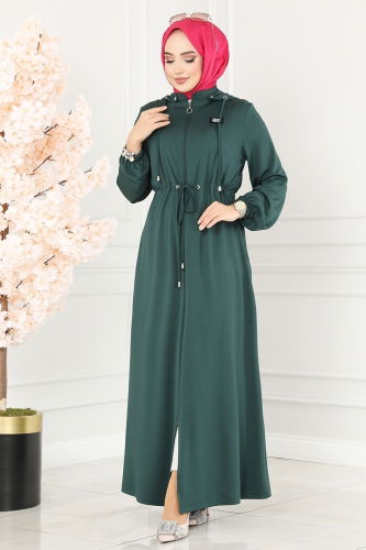 moda selvim Abaya 202YNS793 Emerald - Thumbnail