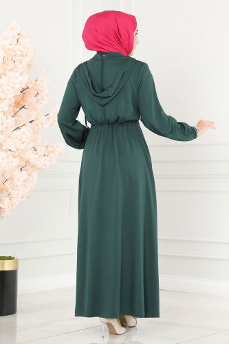 moda selvim Abaya 202YNS793 Emerald - Thumbnail