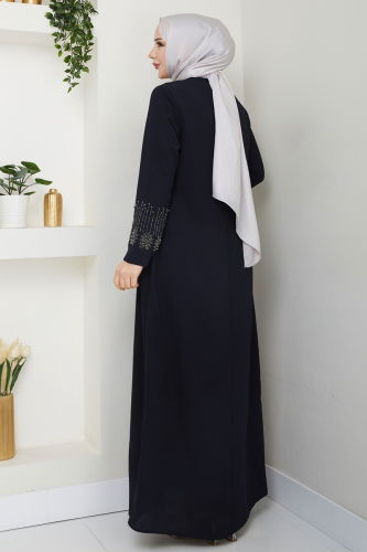 moda selvim Abaya 2032OZT1013 Navy Blue - Thumbnail