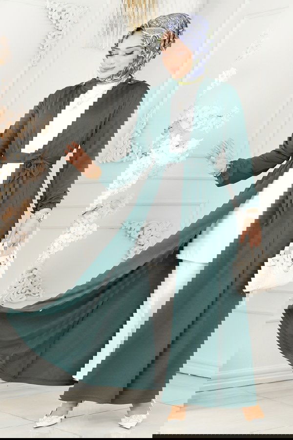 Modaselvim NET 20%+20% DISCOUNT IN THE CARD Abaya 203YNS793 Emerald