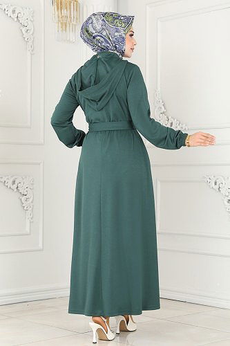 moda selvim Abaya 203YNS793 Emerald - Thumbnail