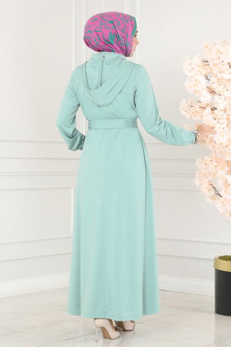 moda selvim Abaya 203YNS793 Mint - Thumbnail