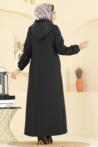 moda selvim Abaya 2070DFL152 Black - Thumbnail