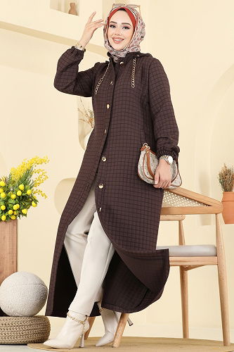 moda selvim Abaya 2070DFL152 Brown - Thumbnail
