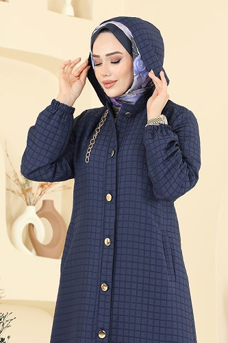 moda selvim Abaya 2070DFL152 Navy Blue - Thumbnail