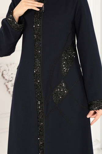 moda selvim Abaya 2070EDM718 Navy Blue - Thumbnail