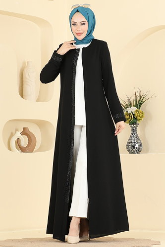 moda selvim Abaya 2091OZT1013 Black - Thumbnail
