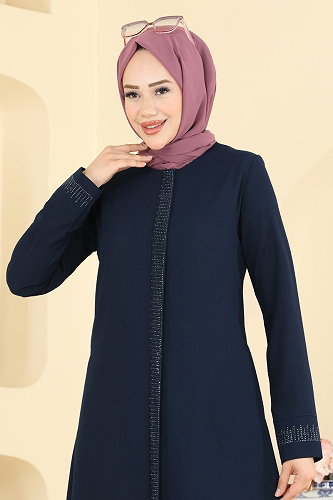moda selvim عباءة كحلي 2091OZT1013 - Thumbnail