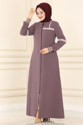 moda selvim Abaya 2118EDM718 Lilac - Thumbnail