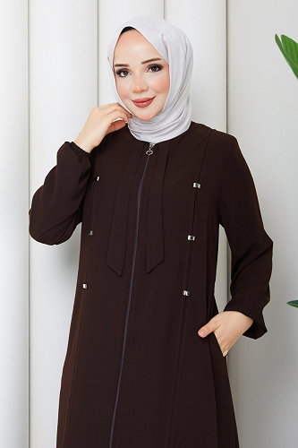 moda selvim Abaya 2130OZT1013 Bitter Brown - Thumbnail