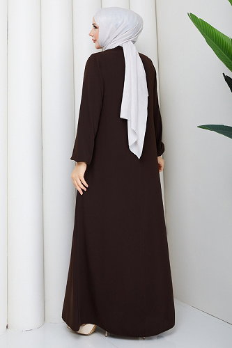 moda selvim Abaya 2130OZT1013 Bitter Brown - Thumbnail