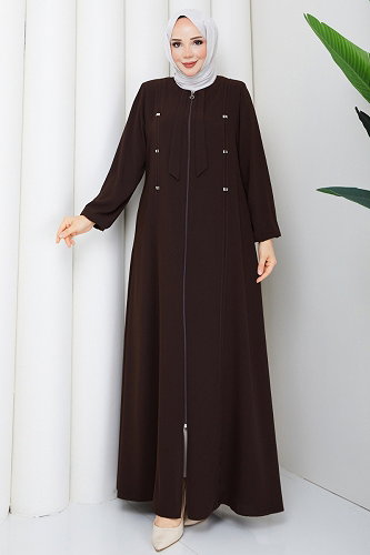 moda selvim Abaya 2130OZT1013 Bitter Brown - Thumbnail
