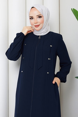 moda selvim عباءة كحلي 2130OZT1013 - Thumbnail