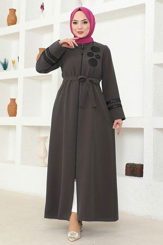 moda selvim Abaya 2131EDM718 Anthracite - Thumbnail