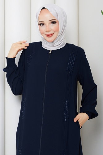 moda selvim عباءة كحلي 2131OZT1013 - Thumbnail