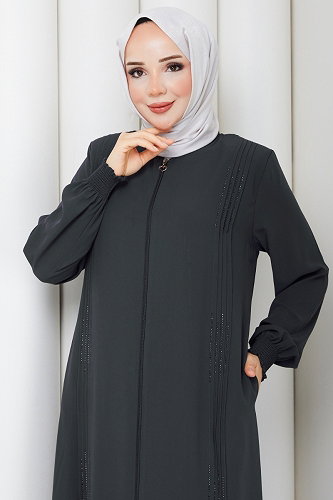 moda selvim Abaya 2131OZT1013 Smoked - Thumbnail