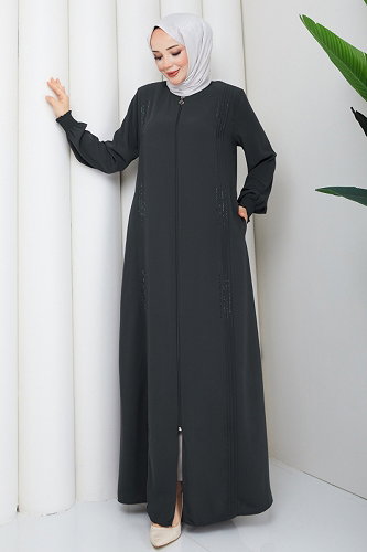 moda selvim Abaya 2131OZT1013 Smoked - Thumbnail