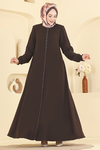 moda selvim Abaya 2132OZT1013 Brown - Thumbnail