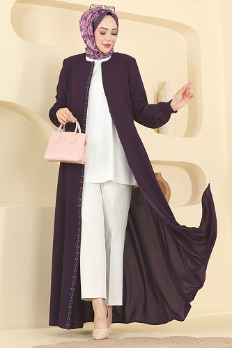 moda selvim عباءة توتي 2132OZT1013 - Thumbnail