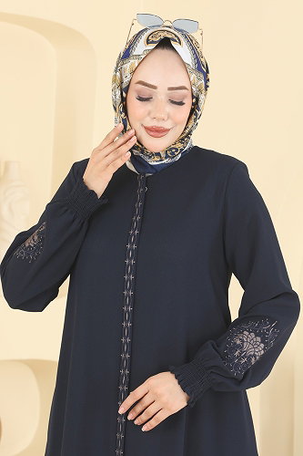 moda selvim Abaya 2132OZT1013 Navy Blue - Thumbnail