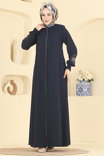 moda selvim عباءة كحلي 2132OZT1013 - Thumbnail