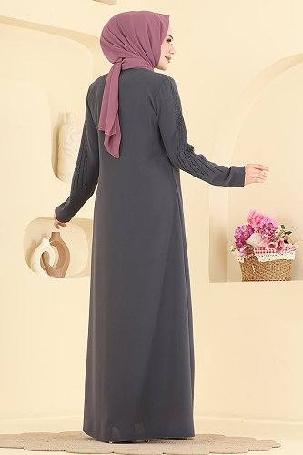 moda selvim Abaya 2133OZT1013 Anthracite - Thumbnail