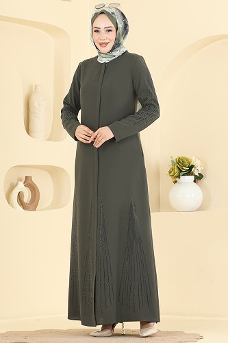 moda selvim Abaya 2133OZT1013 Khaki - Thumbnail