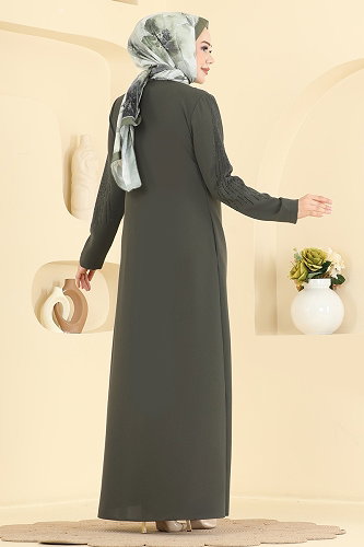 moda selvim Abaya 2133OZT1013 Khaki - Thumbnail