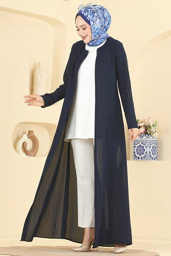 moda selvim Abaya 2133OZT1013 Navy Blue - Thumbnail