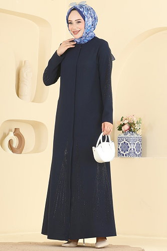 moda selvim Abaya 2133OZT1013 Navy Blue - Thumbnail