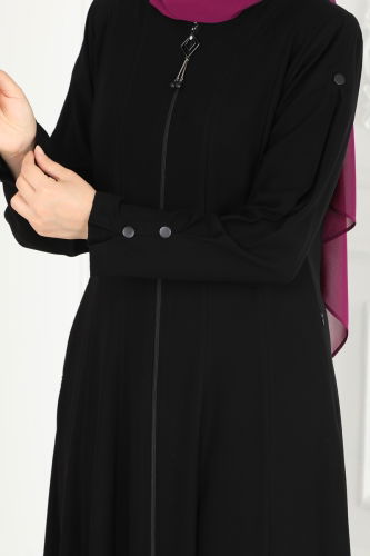 moda selvim Abaya 2138EDM718 Black - Thumbnail